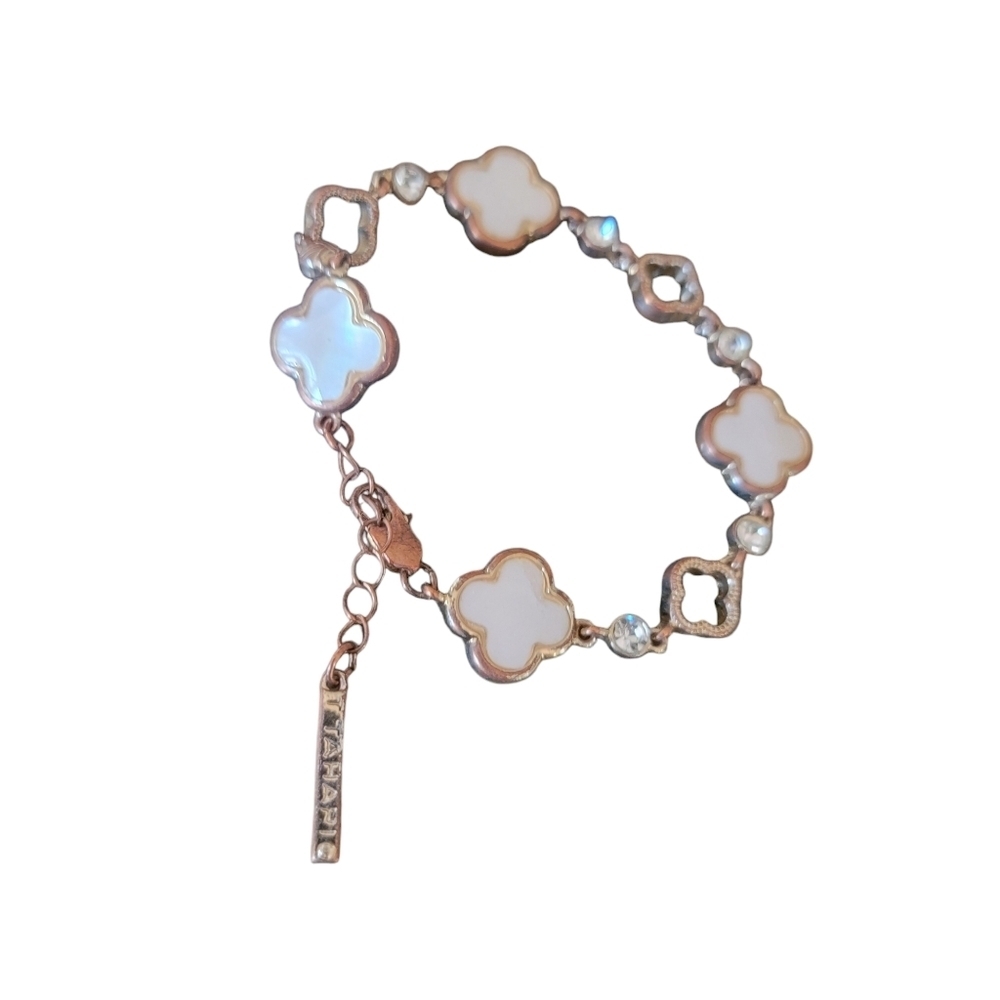 Tahari Mother of Pearl Clover Gold Bracelet - Picture 4 of 4